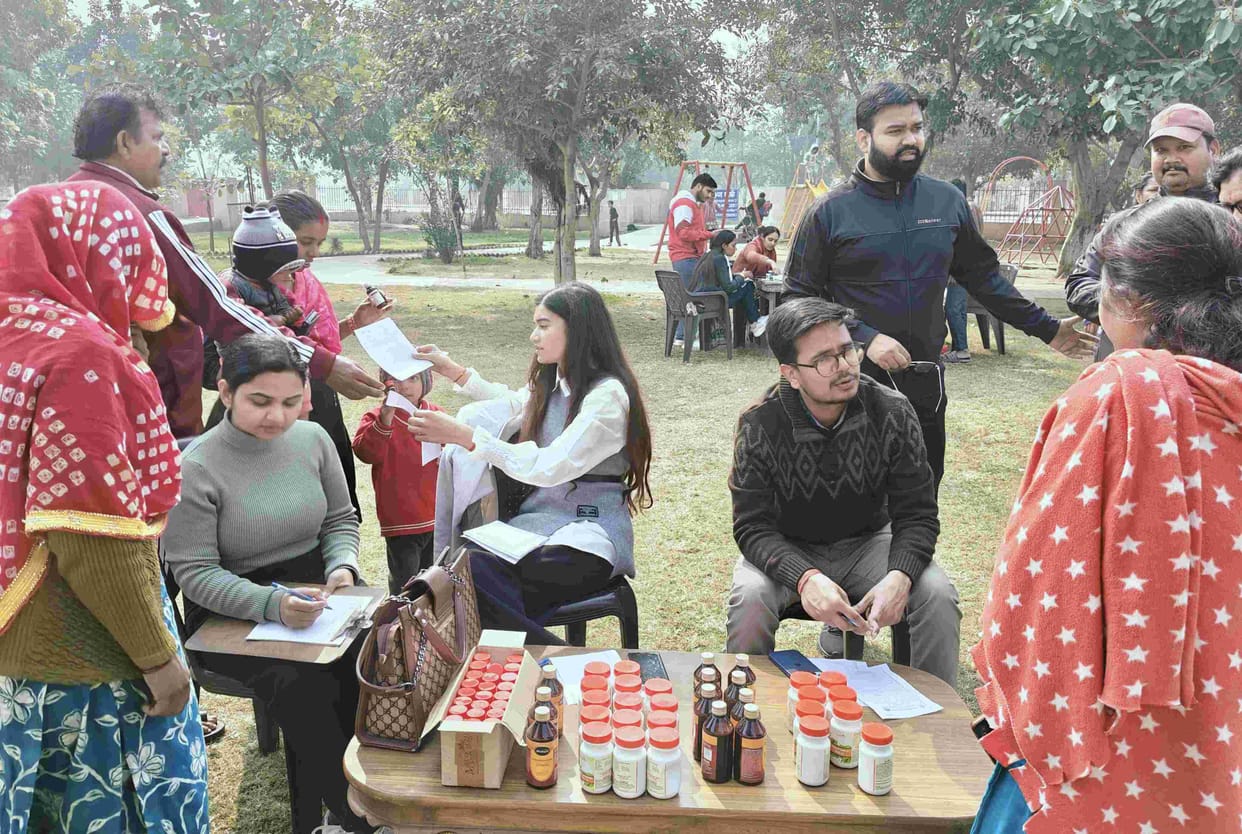 124 people underwent health check-ups at the camp.