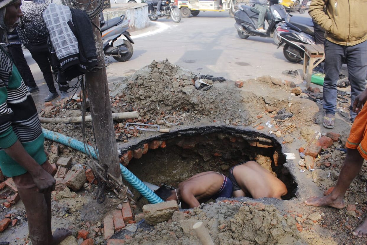 Excavation work damaged the pipeline, disrupting the water supply