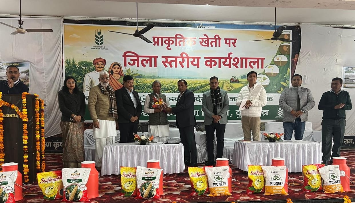 Farmers set up stalls of natural products