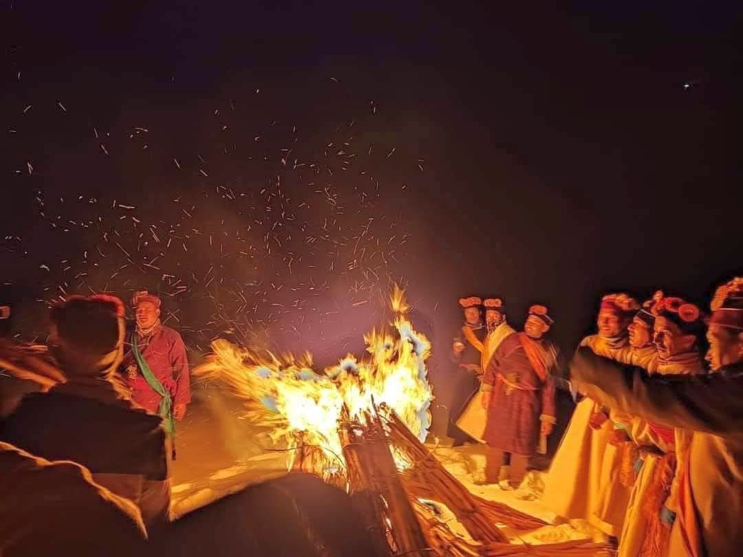 Halda festival celebrated with great enthusiasm, torches were lit to ward off evil spirits.
