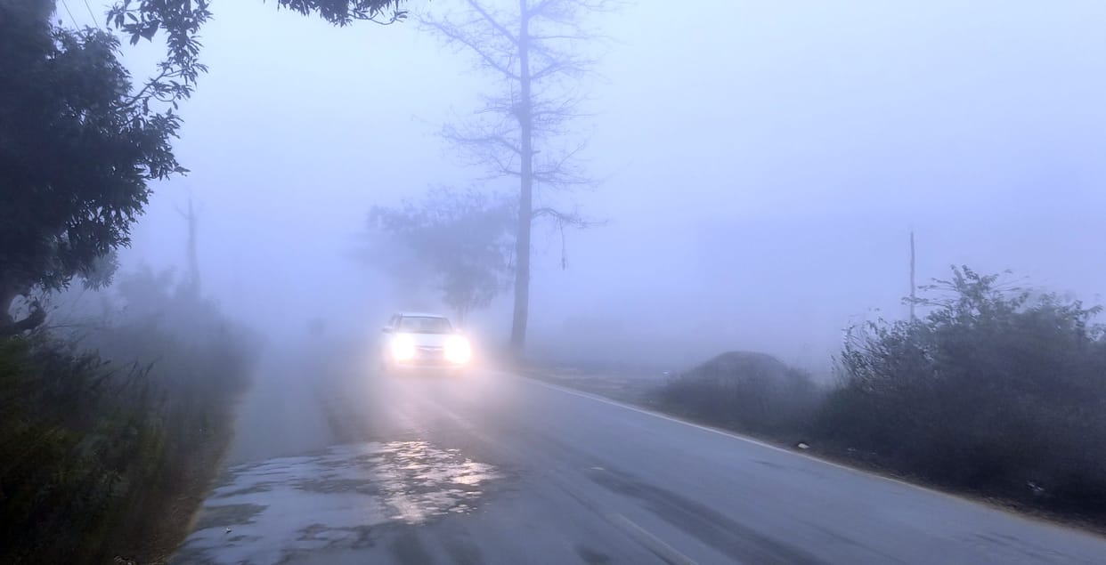 Vehicular traffic slowed down due to fog, but the sunshine provided some relief