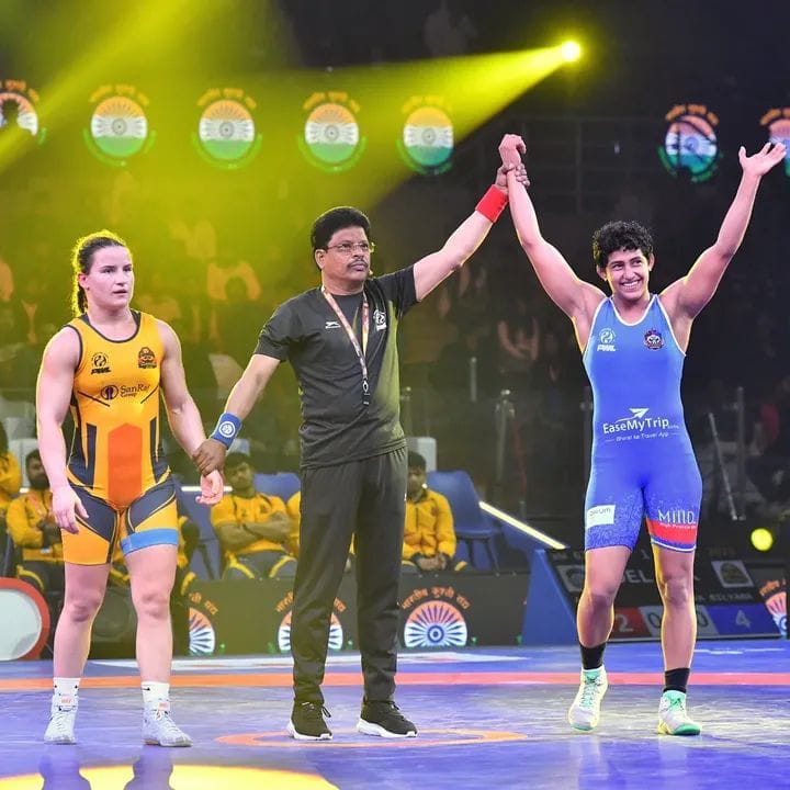Wrestler Anjali Gehlawat defeated Bilyana Dudova with a score of 4-12.