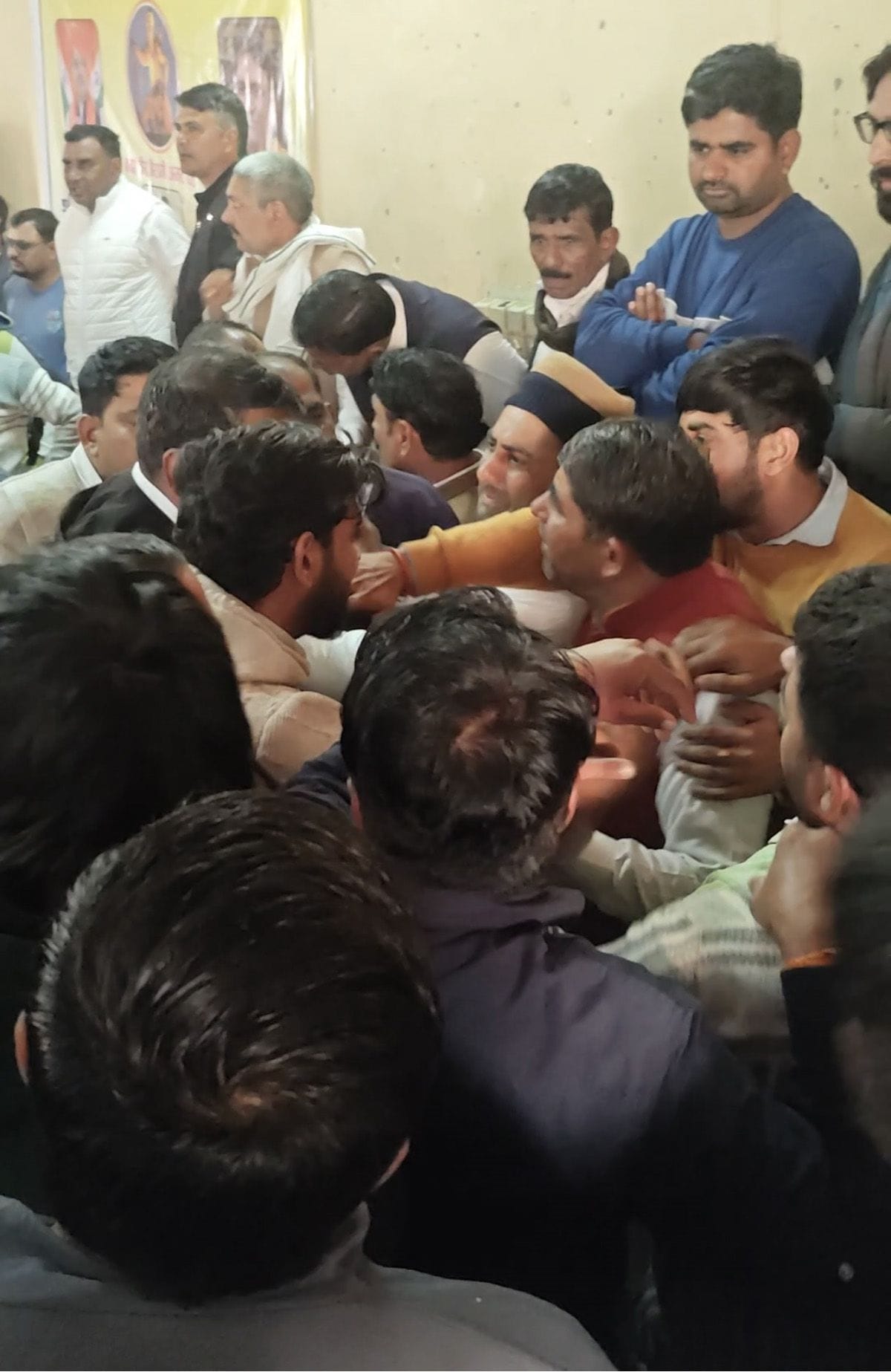 The election for the village head could not be held due to the commotion and scuffles.