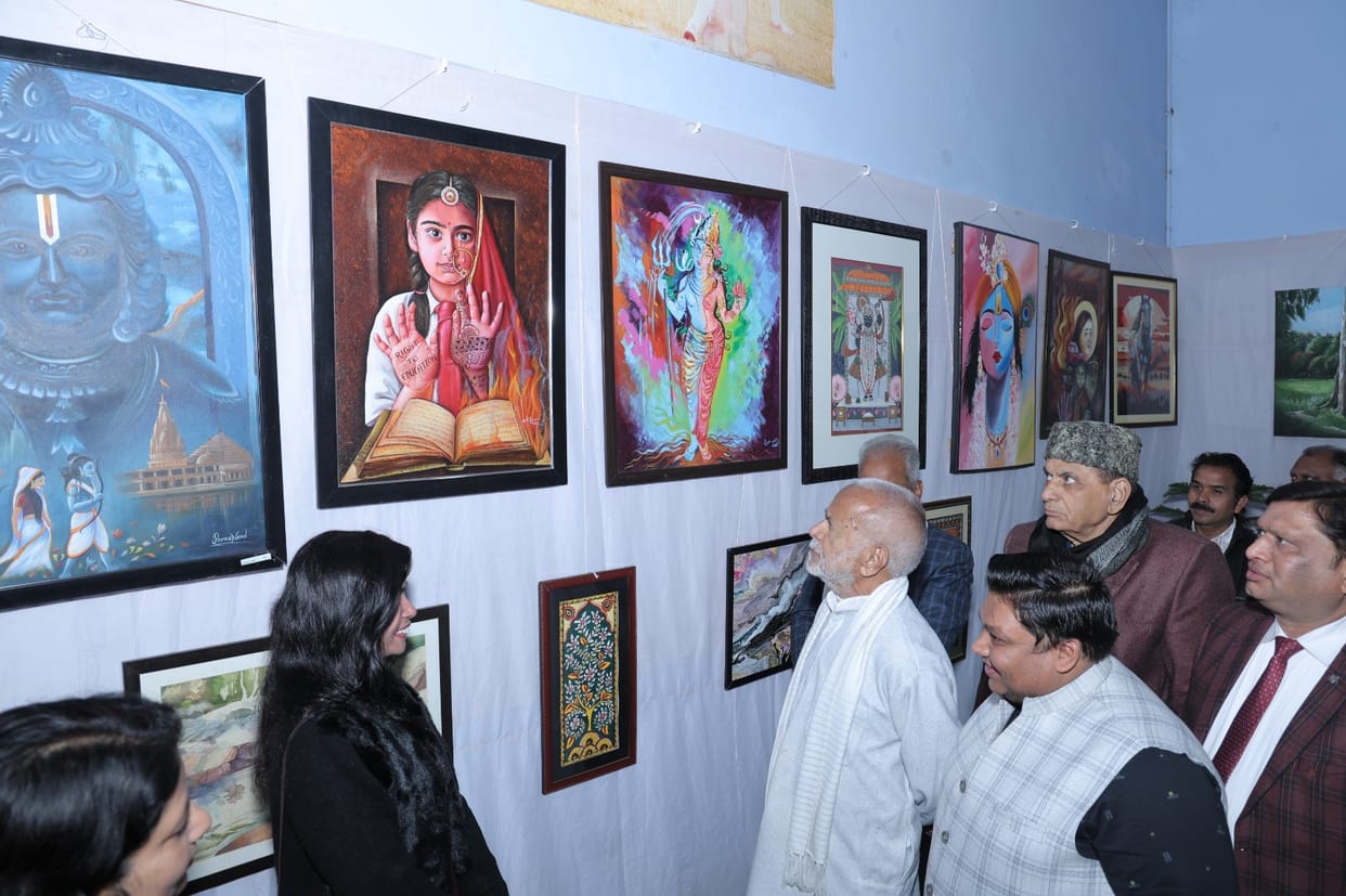 One hundred artists showcased their talent at the art exhibition.