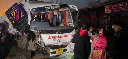 Bus going to Ayodhya collides with overbridge, driver injured