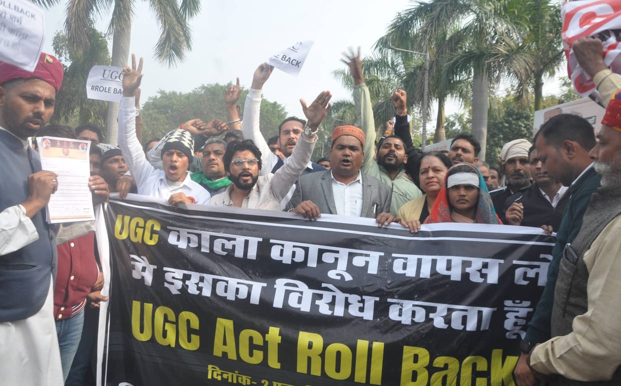 Veer Sena protests against UGC, raises slogans