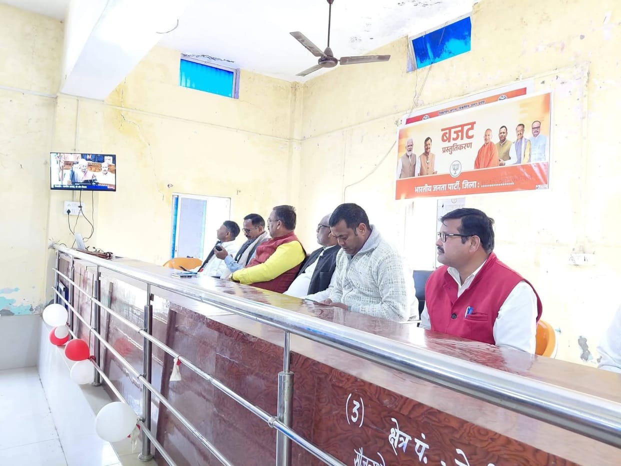 BJP workers watched the live telecast of the Union Budget.