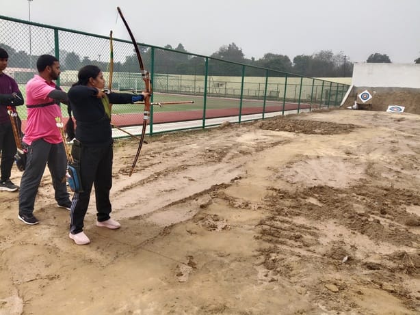 Archers forced to practice in mud at archery range