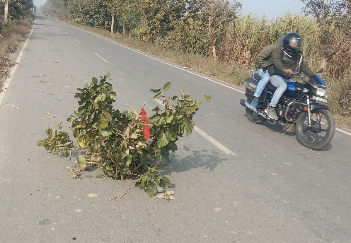 The road caved in, and even after two days, the authorities did not take any action