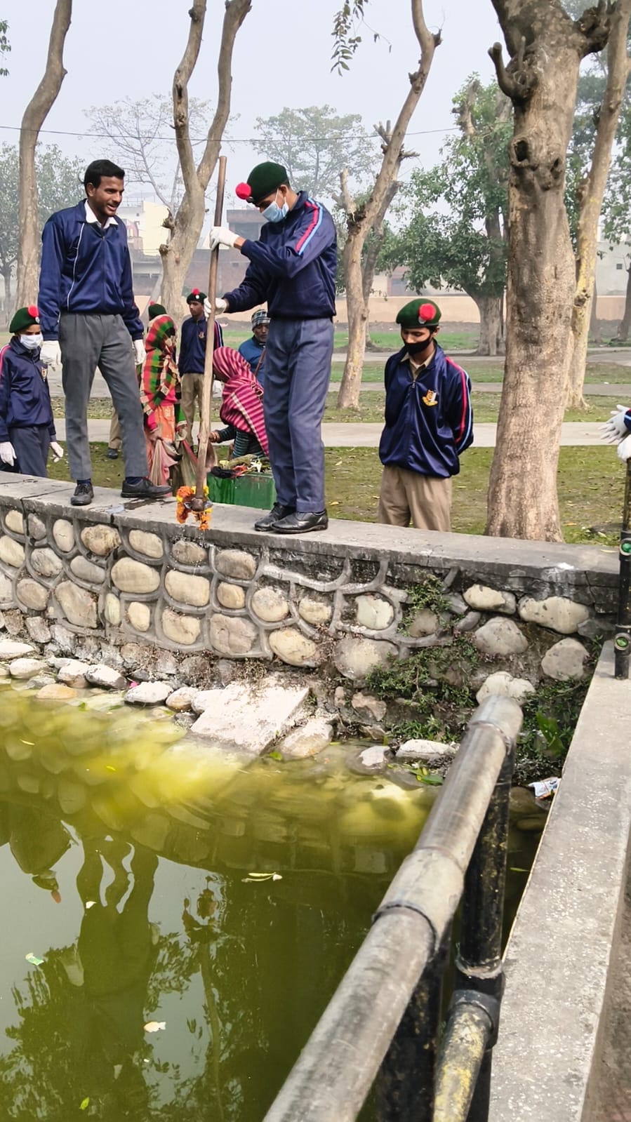 The corporation conducted a cleanliness drive at OP Jindal Park