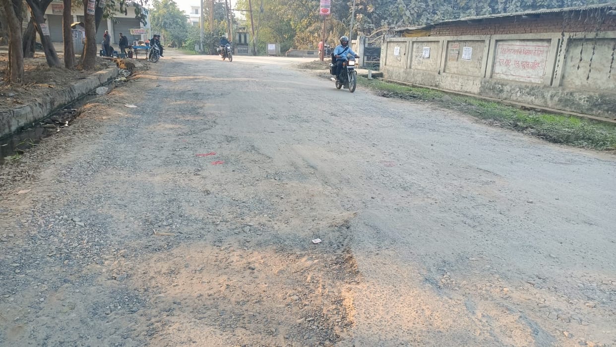 The railway station is improving, potholed roads are increasing the problems.