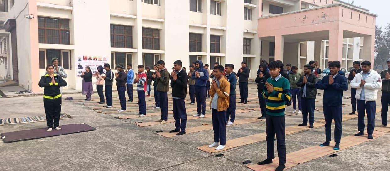 ITI students performed Surya Namaskar