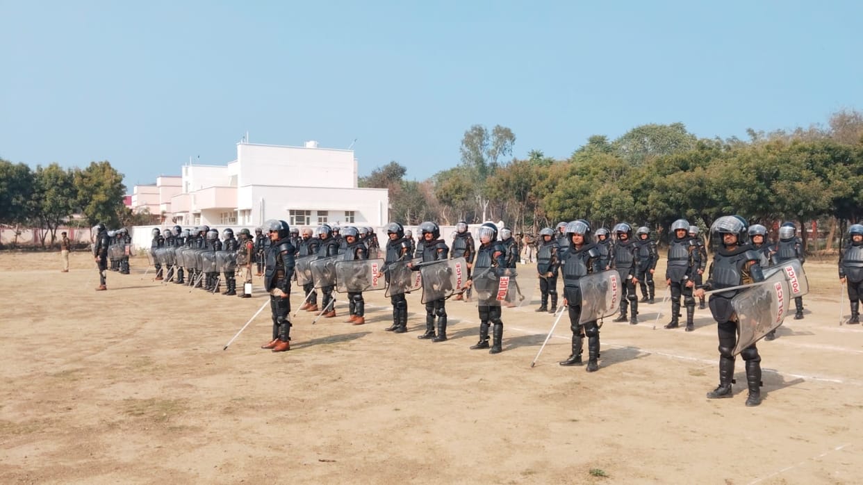 Mock drill in police line for disaster management, riot and crowd control