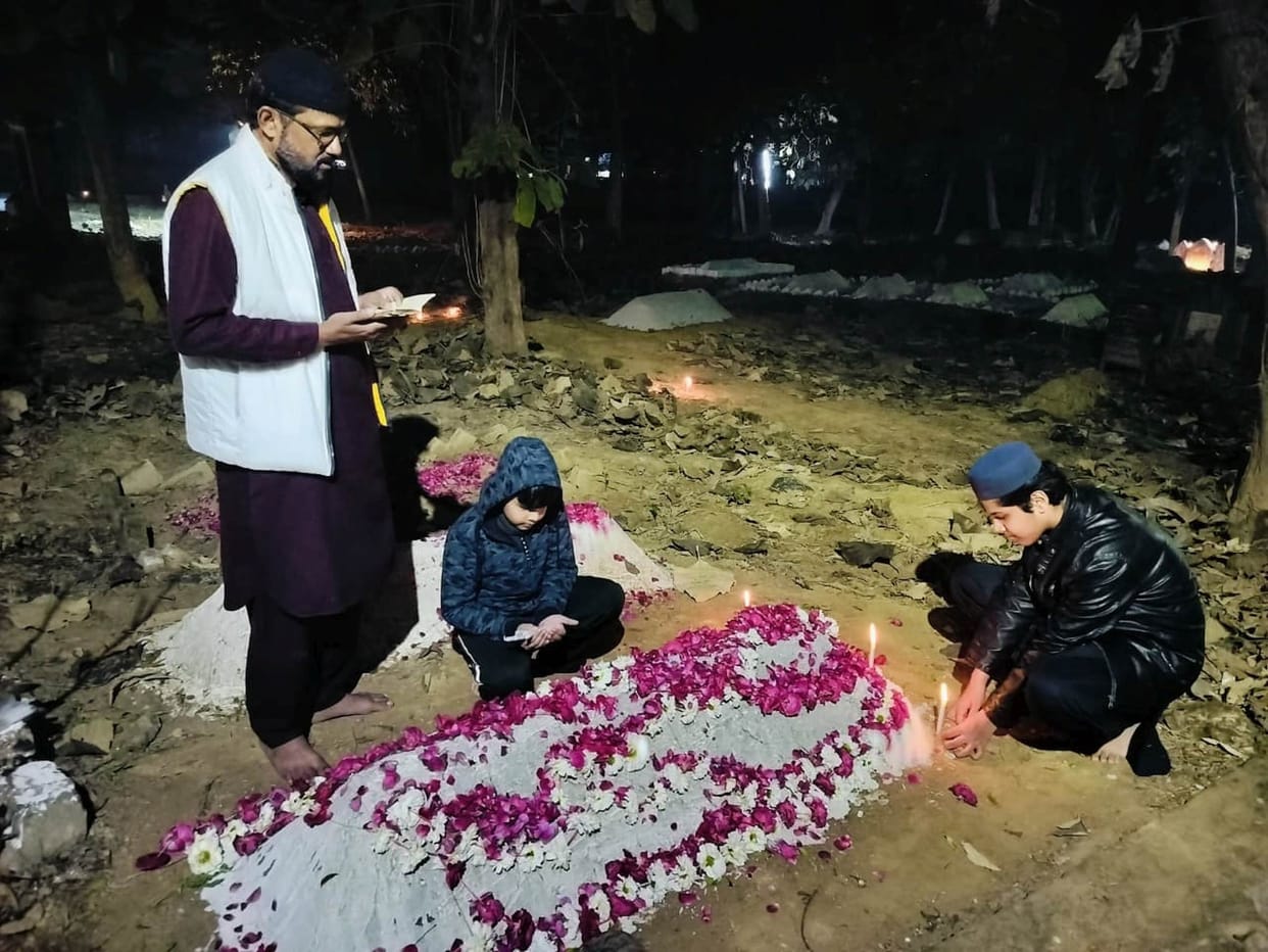 The graves of the elders were illuminated on Shab-e-Barat