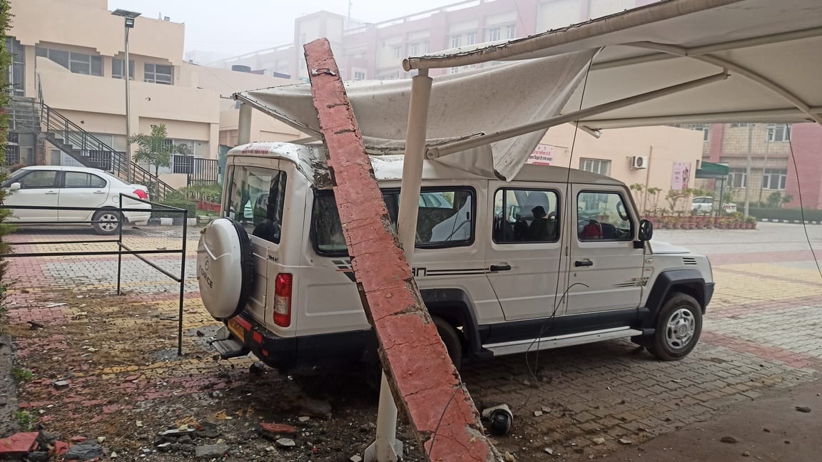 A solar water geyser installed on the roof of the Civil Surgeon's office exploded