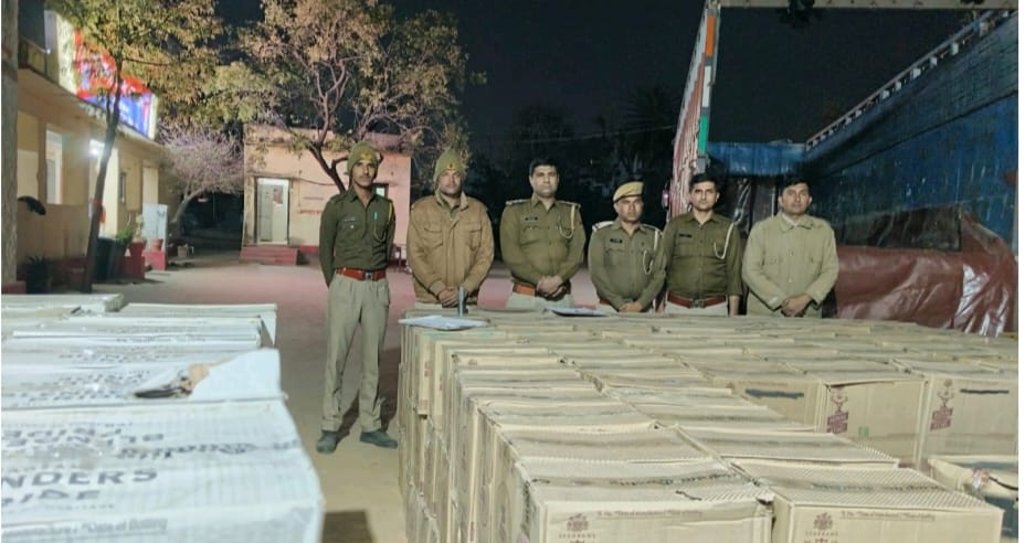 मंडार पुलिस द्वारा ट्रक से पंजाब निर्मित अंग्रेजी शराब