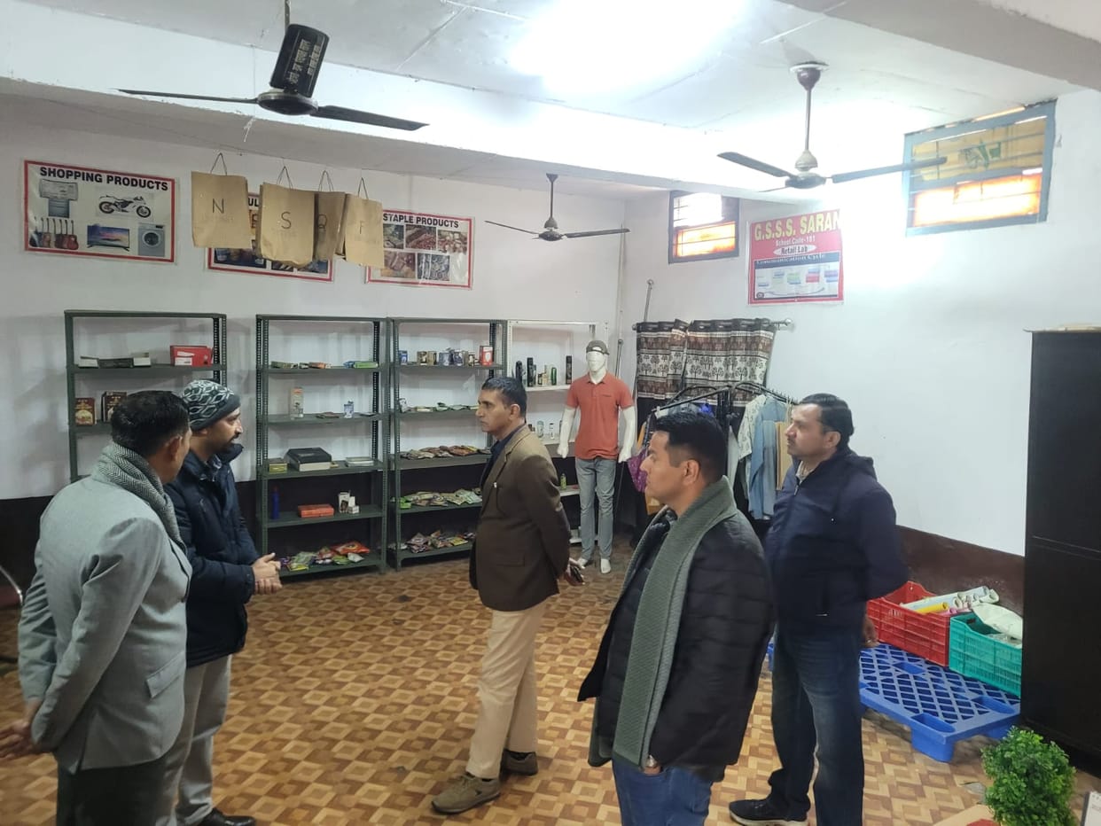 The laboratory facilities at the school in Saran village were inspected