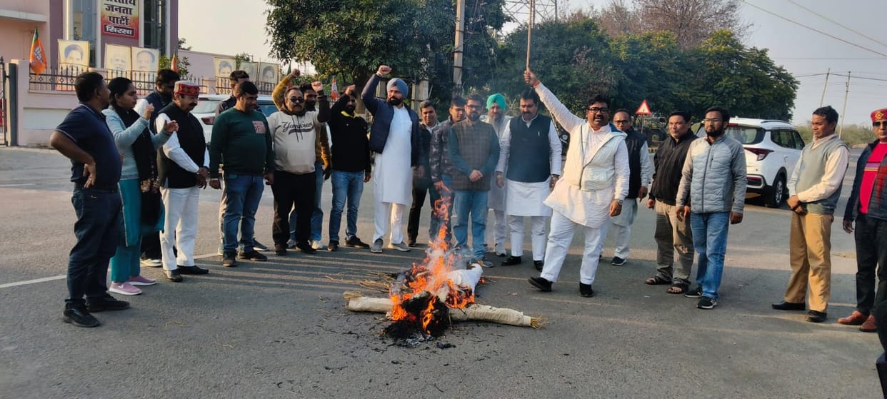 rahul gandhi effigy burnt