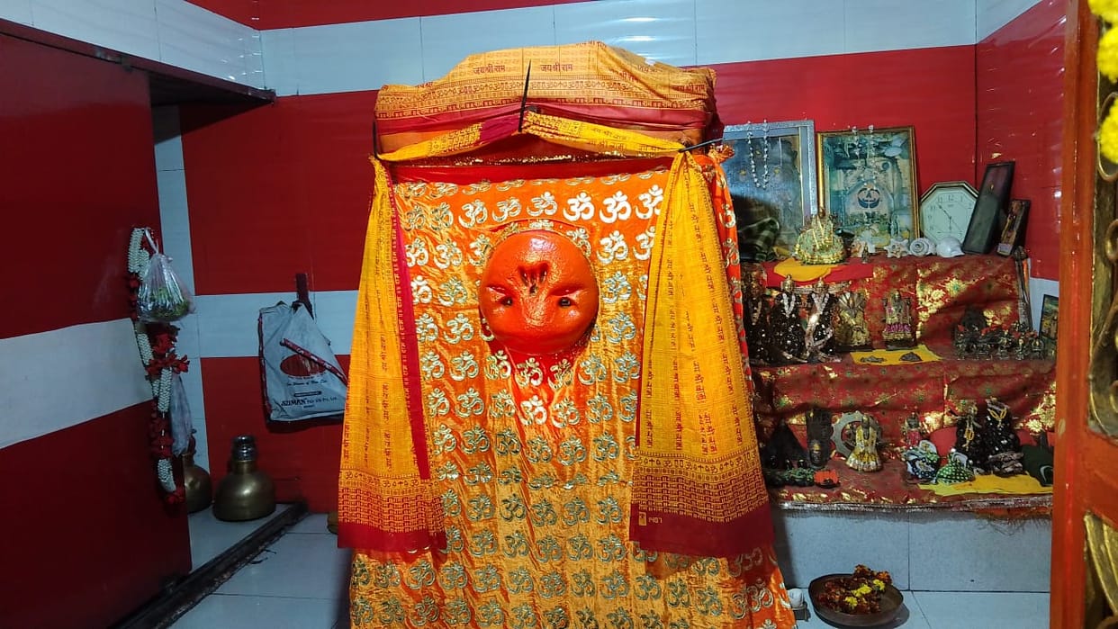 Special adornment of Bajrang Bali at Sankat Mochan Temple.