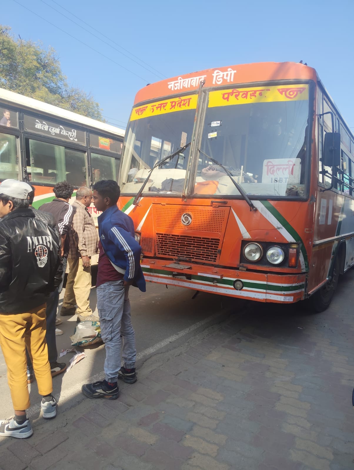 A bus tyre puncture caused a two-hour traffic jam on the main road.