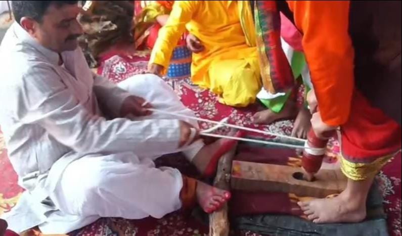 The fire for the yajna was lit by churning the Arani.