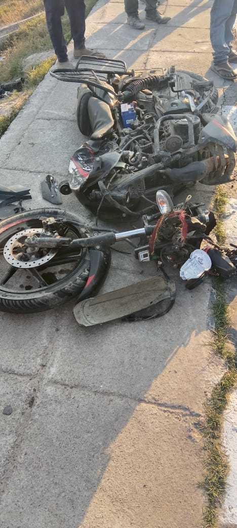 On the day of the baby shower, a bike rider going in the opposite direction was crushed by a dumper