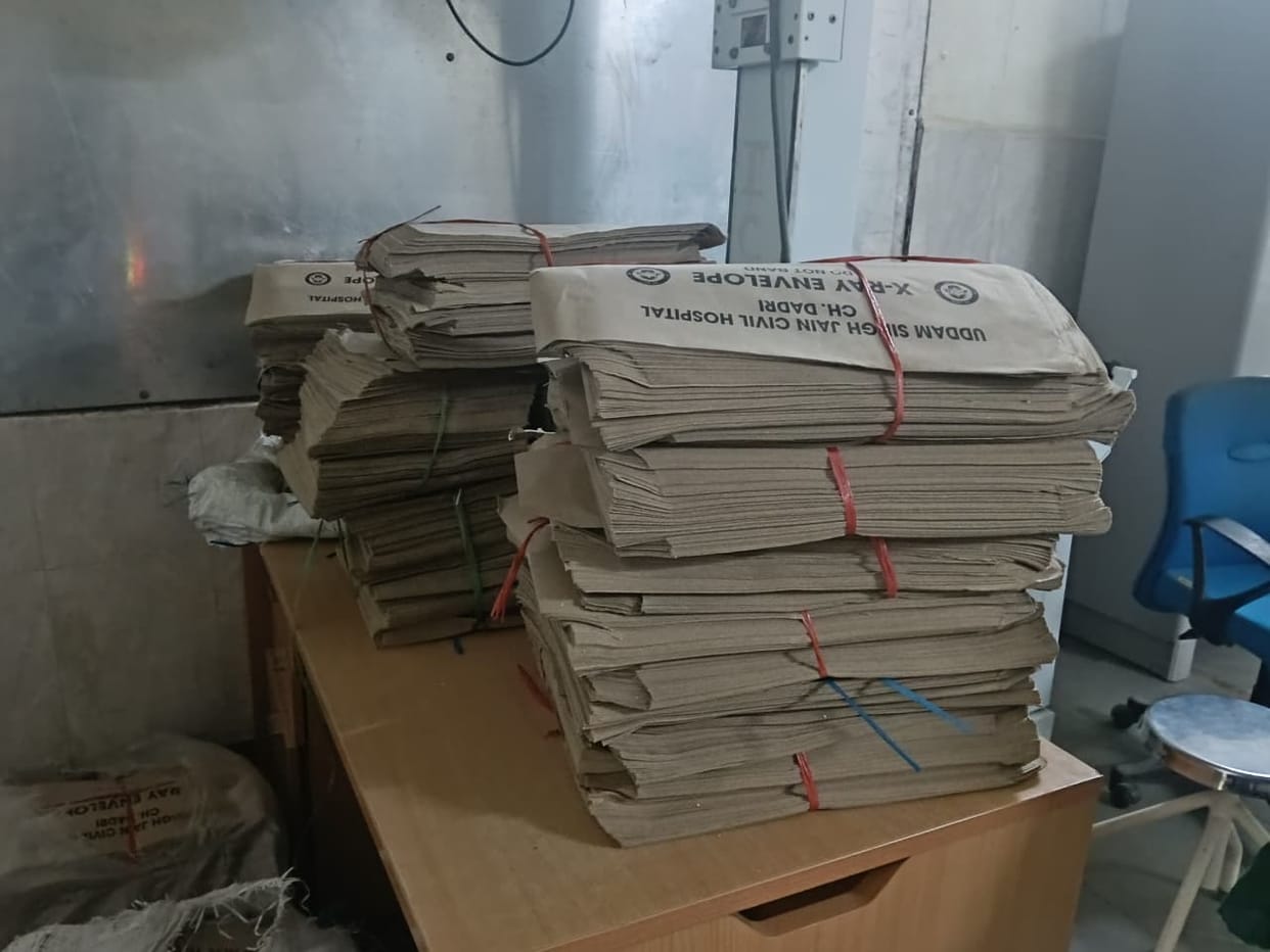 A consignment of X-ray covers arrived at the Civil Hospital, where the X-rays had been lying open for nine months