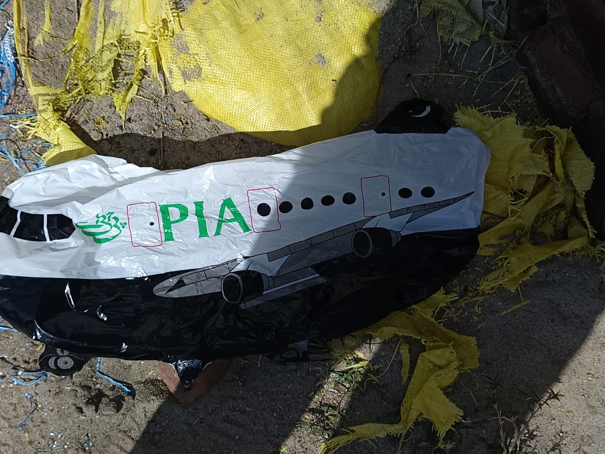 Balloon with Pakistan Airlines written on it found in Dhonta of Bharwain