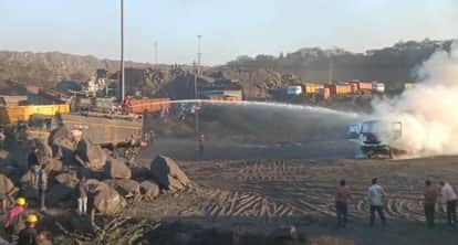 Trailer vehicle caught fire in Korba Deepka Mines