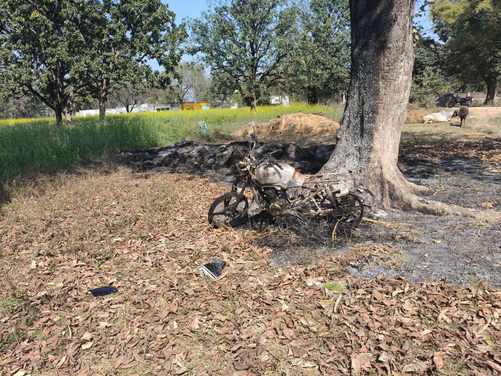 08 सीकेटीपी01-आरोपी की जली हुई बाइक। संवाद