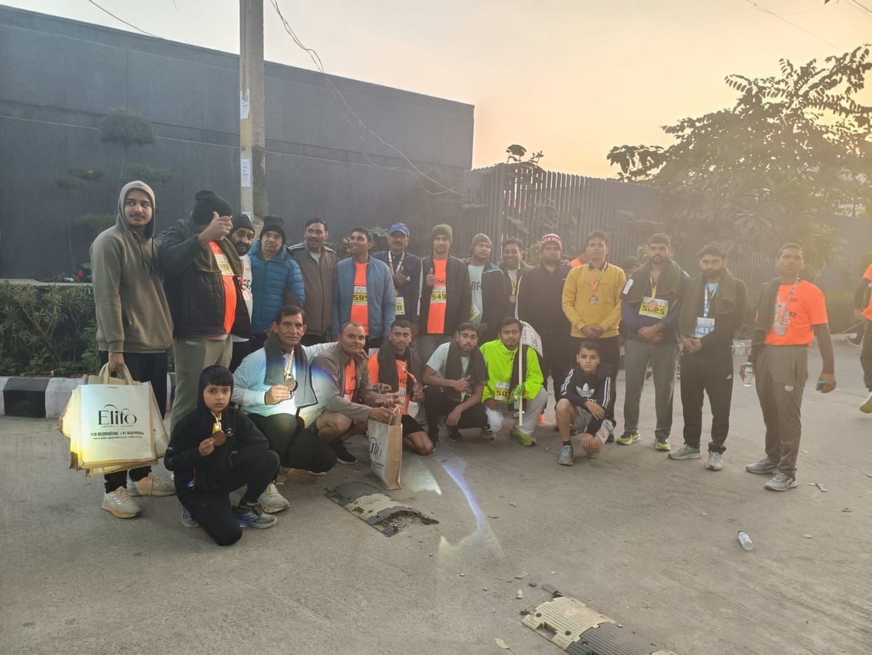 The team from Jhajjar participated in the third DDR Dwarka Half Marathon.