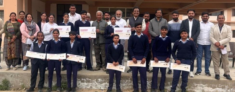 Scholarships were awarded to meritorious tenth-grade students at Budhanpur School.
