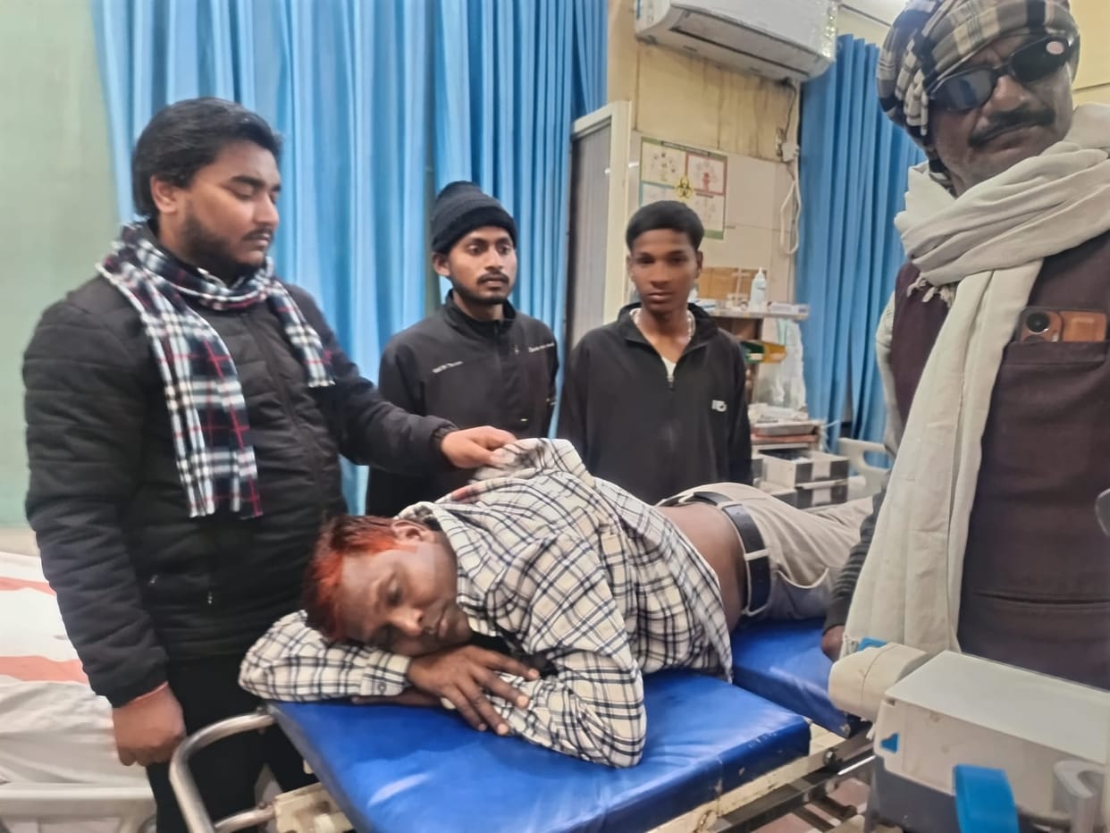 Jakhai's headman was shot by his nephew at a wedding ceremony, injuring him.