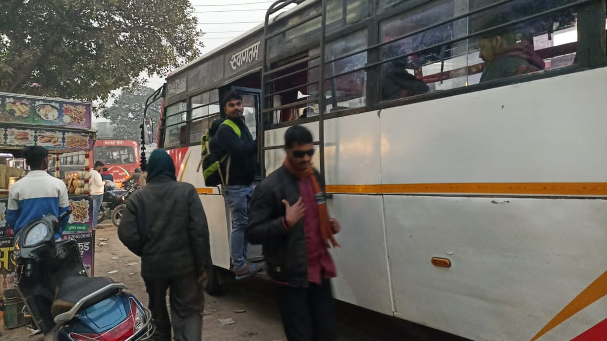 With an increase in passengers during the wedding season, there is a scramble for seats on buses.