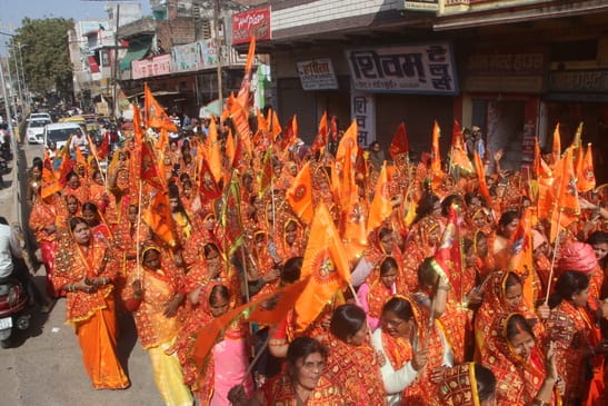 A grand procession was taken out before the installation of the idol of Maa Ashtabhuja