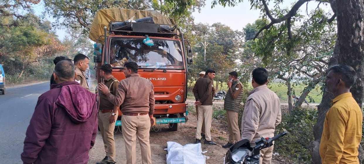 The body of the driver was found hanging from the angle of the roof of the canter.