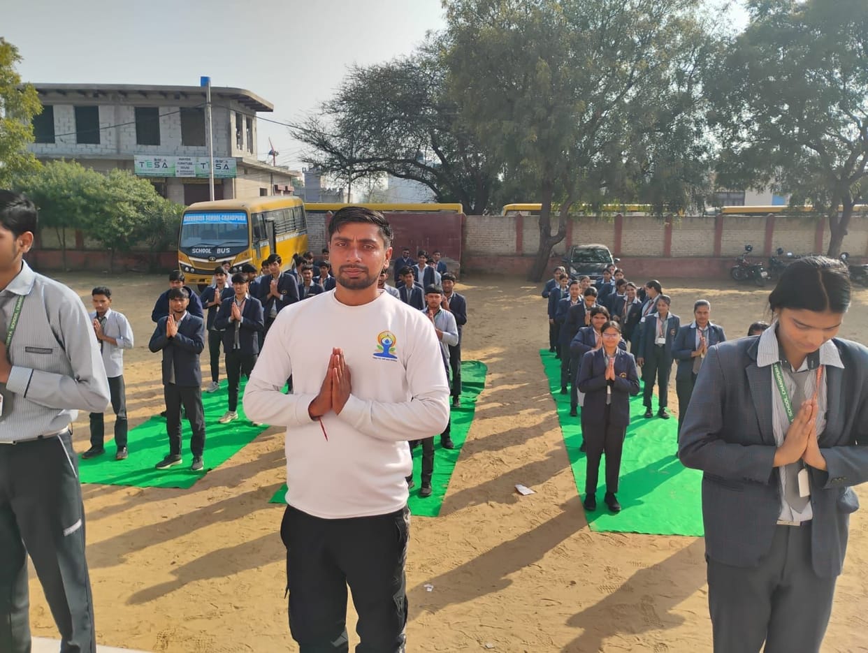 Surya Namaskar was conducted in Chandpura School