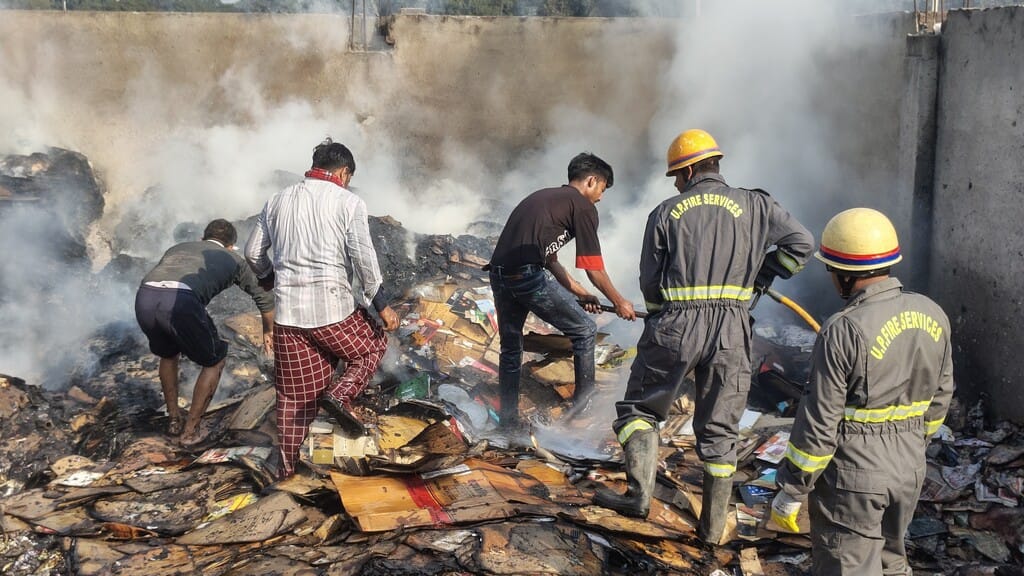 Fireworks sparks ignite cardboard warehouse, causing loss of lakhs
