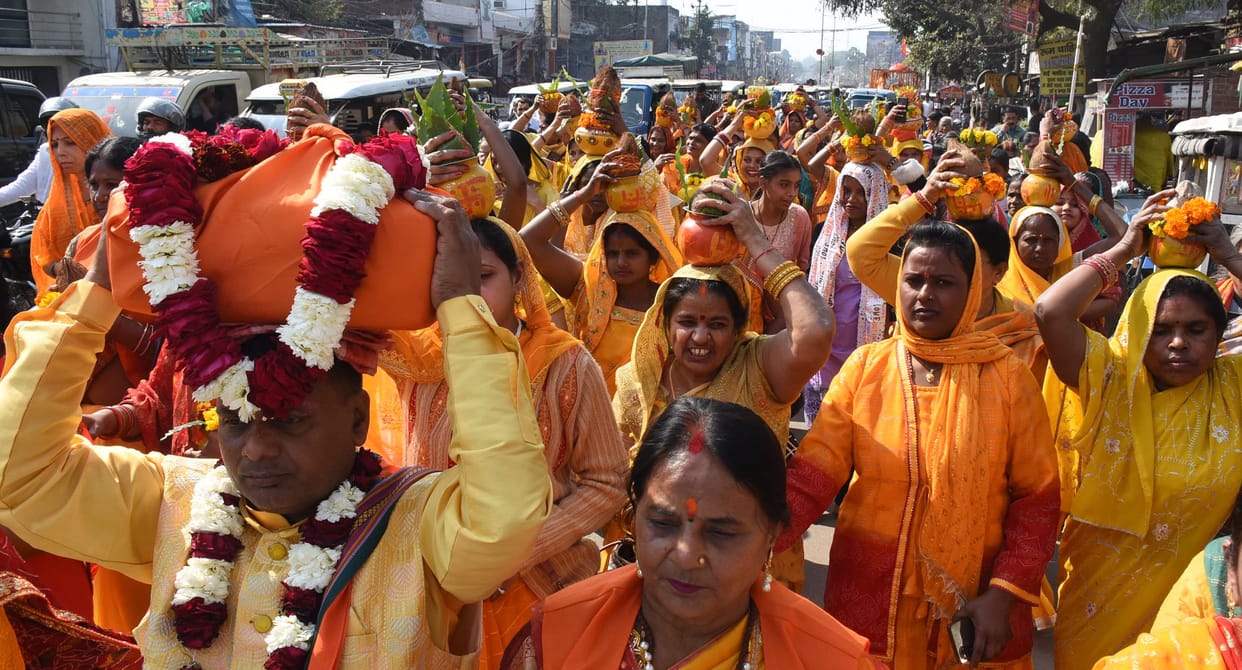 A grand Kalash Yatra was organised at the Kalyangiri Temple.