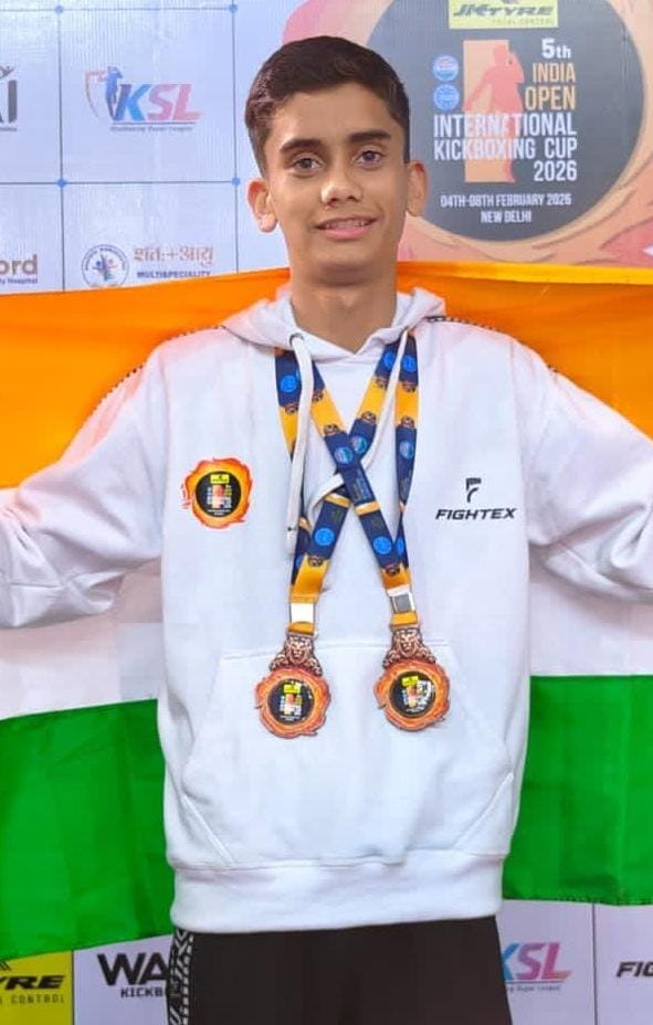 Yug Chauhan shines in international kickboxing competition