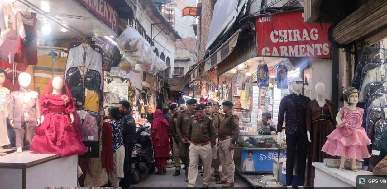 Police conducted a flag march in the market for three hours.
