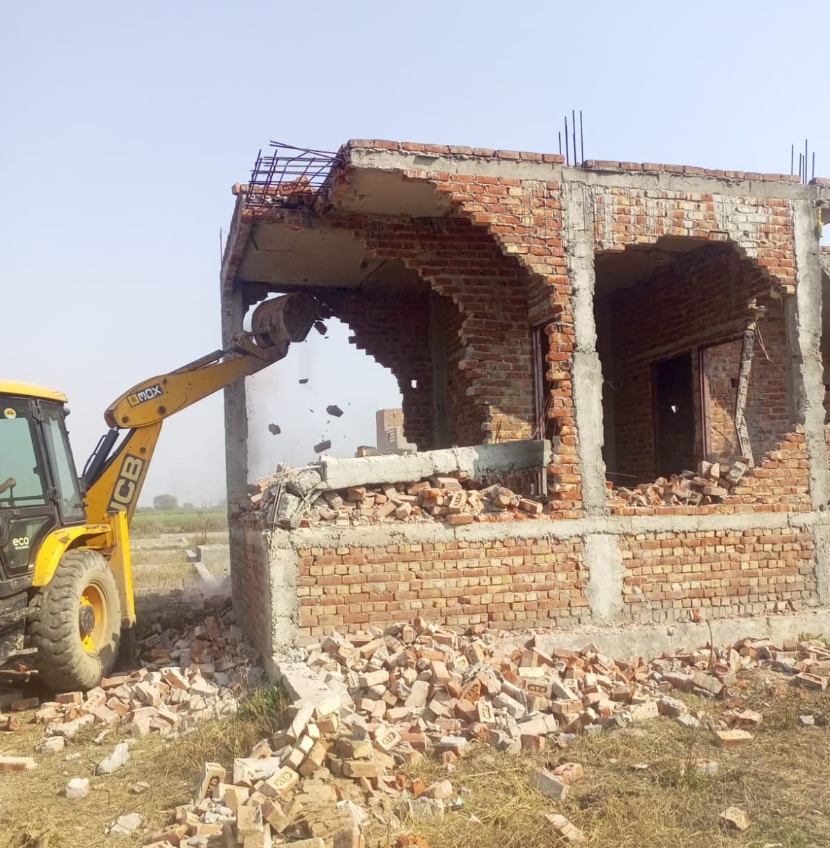 Bulldozers were run on four illegal colonies spread over 40 acres.