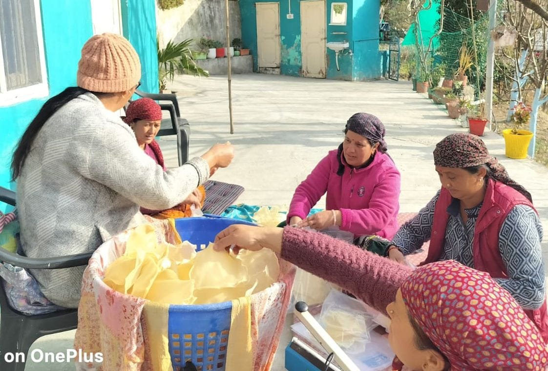 Women made papad for Mahashivratri festival