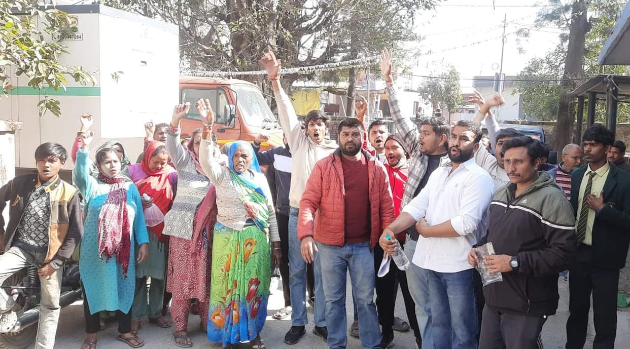 People upset over contaminated water supply staged a protest