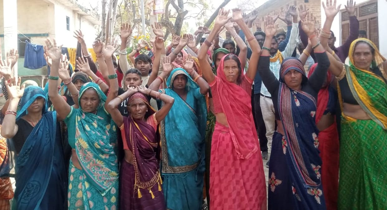 Families and villagers staged a protest over the lack of compensation for the deaths of four girls
