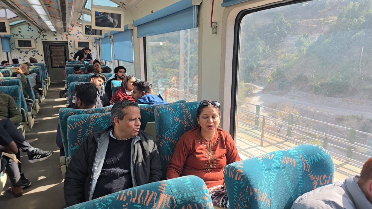 Srinagar, Budgam-Katra Rail Track, VistaDome Coach, Passenger Enjoy