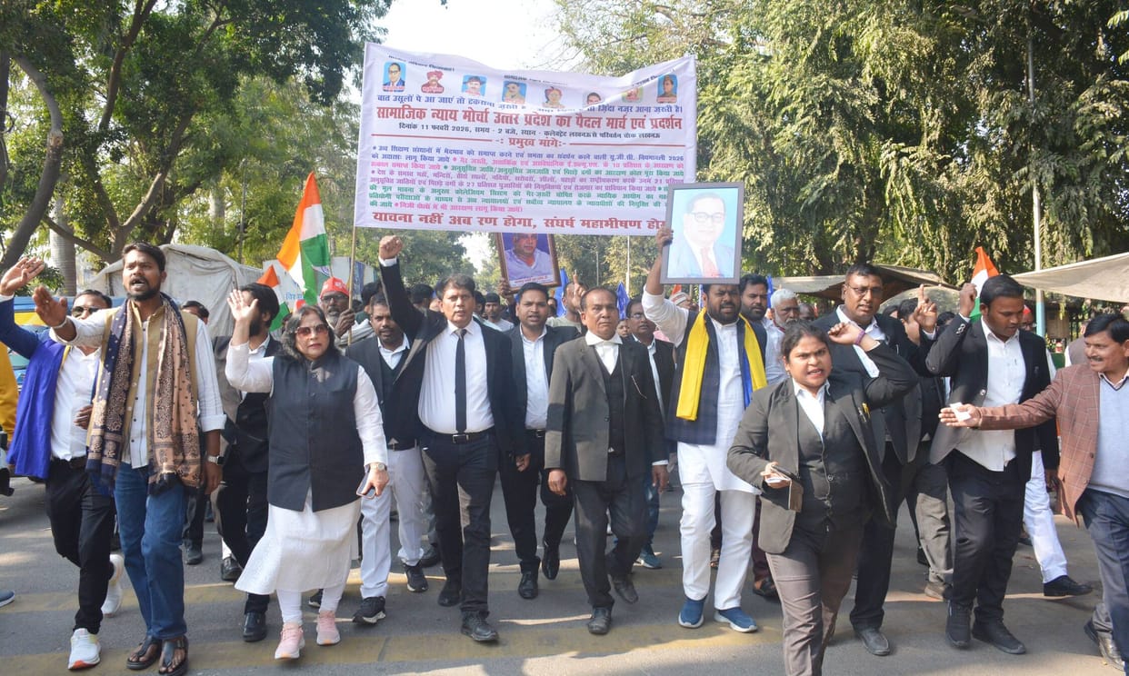 Protests were held demanding implementation of new UGC rules.