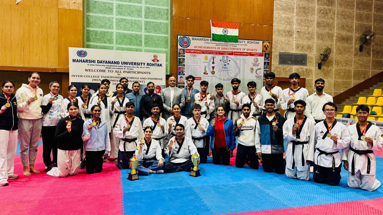 Jat College became the winner in MDU Inter College Taekwondo