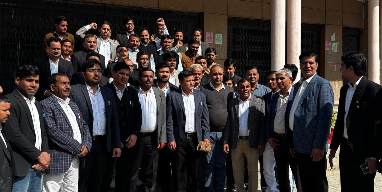 A foot march was taken out in Rampur to protest the murder of an advocate.