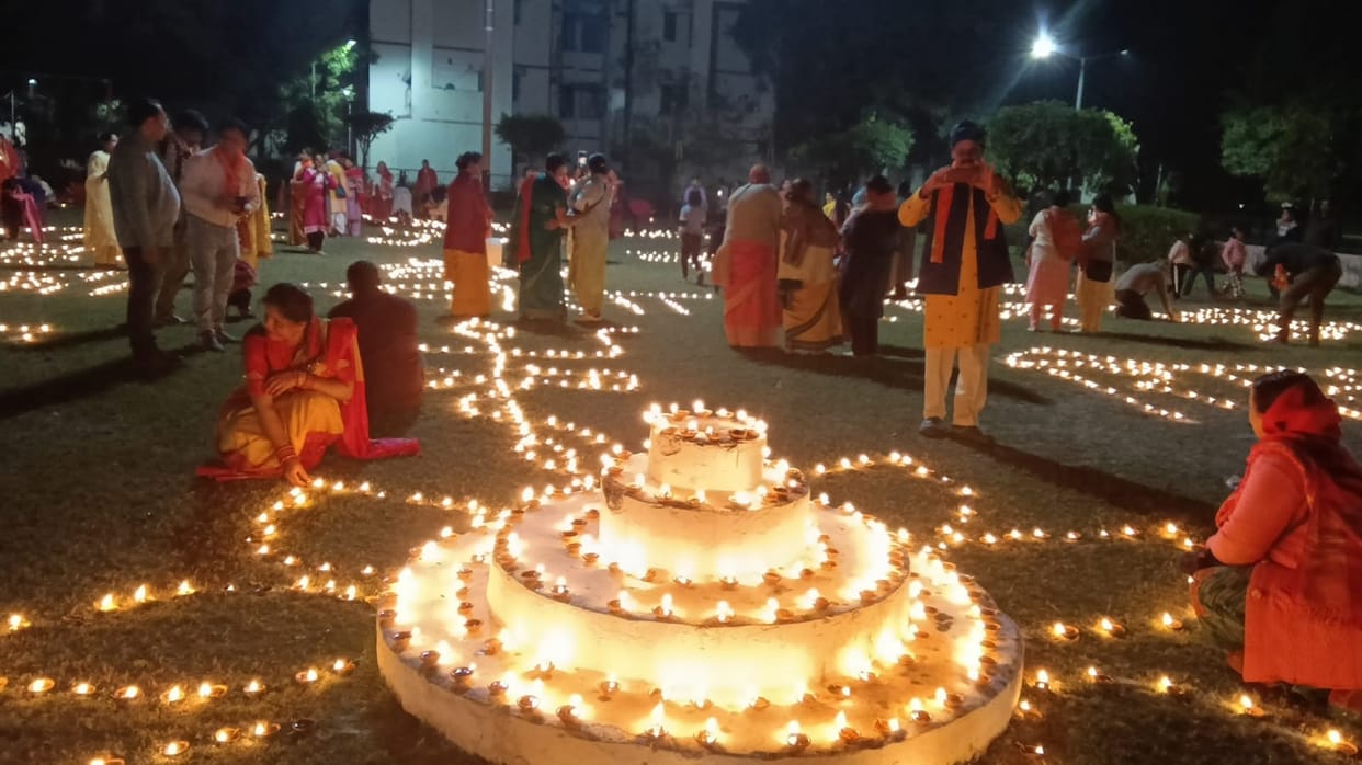 Mahadev temple bathed in light